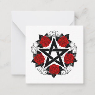 Pentagramm mit Rote Rosen Mitteilungskarte