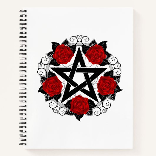 Pentagramm mit Rote Rosen Notizblock (Vorderseite)