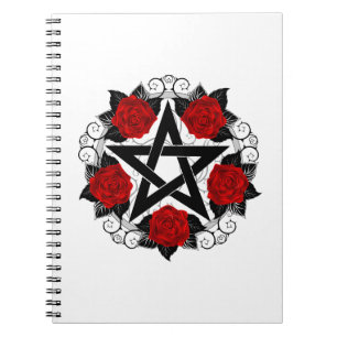 Pentagramm mit Rote Rosen Notizblock