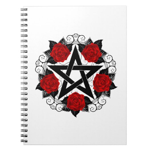 Pentagramm mit Rote Rosen Notizblock (Vorderseite)