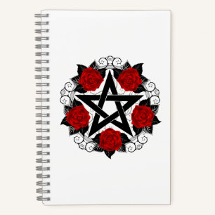 Pentagramm mit Rote Rosen Notizblock