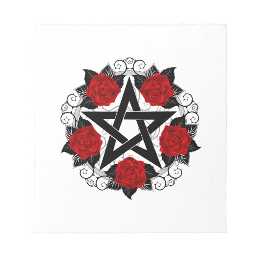 Pentagramm mit Rote Rosen Notizblock (Vorderseite)