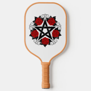 Pentagramm mit Rote Rosen Pickleball Schläger
