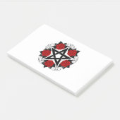 Pentagramm mit Rote Rosen Post-it Klebezettel (angewinkelt)