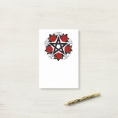 Pentagramm mit Rote Rosen Post-it Klebezettel (Auf Schreibtisch)