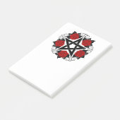 Pentagramm mit Rote Rosen Post-it Klebezettel (angewinkelt)