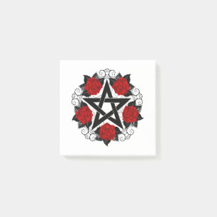 Pentagramm mit Rote Rosen Post-it Klebezettel