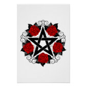 Pentagramm mit Rote Rosen Poster (Vorderseite)
