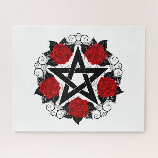 Pentagramm mit Rote Rosen Puzzle (Horizontal)