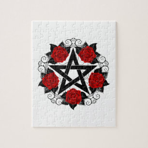 Pentagramm mit Rote Rosen Puzzle