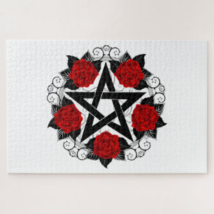 Pentagramm mit Rote Rosen Puzzle