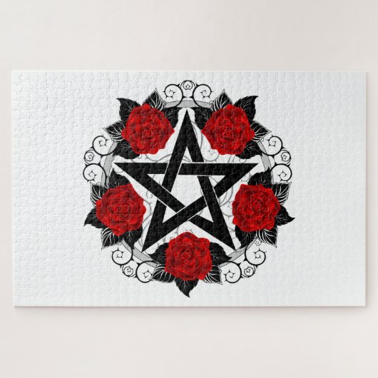 Pentagramm mit Rote Rosen Puzzle (Horizontal)