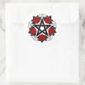 Pentagramm mit Rote Rosen Runder Aufkleber (Tasche)