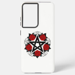 Pentagramm mit Rote Rosen Samsung Galaxy Hülle