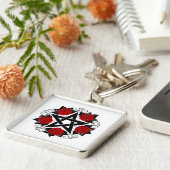 Pentagramm mit Rote Rosen Schlüsselanhänger (Seite)