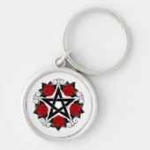 Pentagramm mit Rote Rosen Schlüsselanhänger (Vorne)