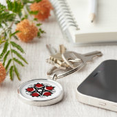 Pentagramm mit Rote Rosen Schlüsselanhänger (Seite)