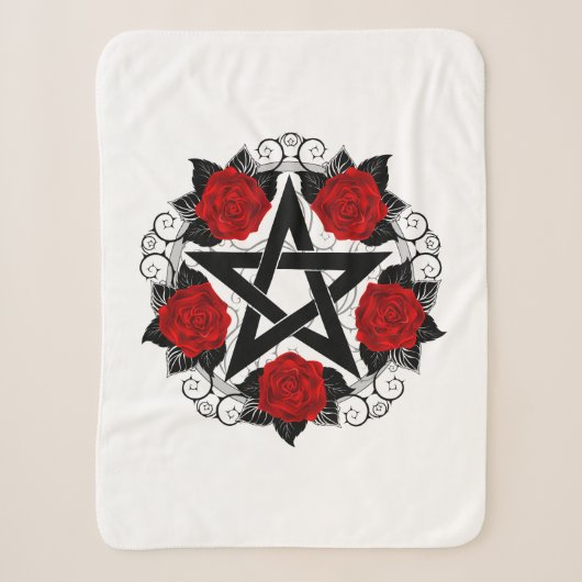 Pentagramm mit Rote Rosen Sherpadecke (Vorderseite)