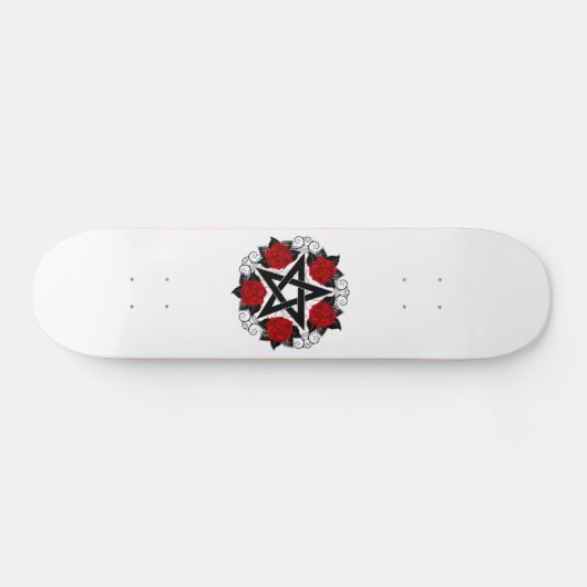 Pentagramm mit Rote Rosen Skateboard (Horizontal)