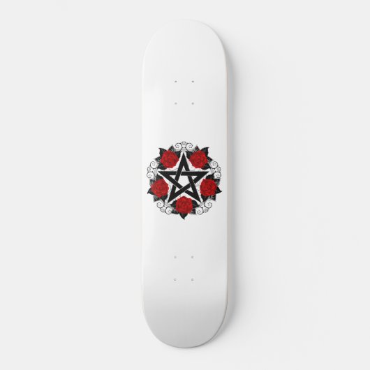 Pentagramm mit Rote Rosen Skateboard (Vorderseite)