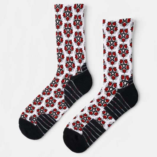 Pentagramm mit Rote Rosen Socken (Links)