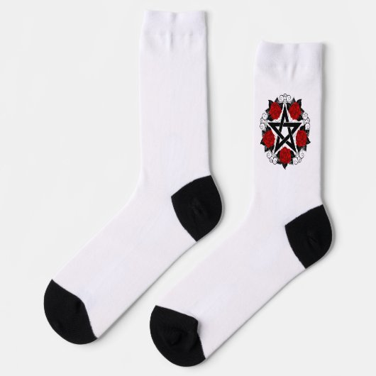 Pentagramm mit Rote Rosen Socken (Linkes Detail)