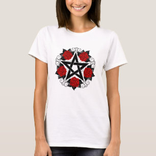 Pentagramm mit Rote Rosen T-Shirt