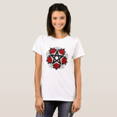 Pentagramm mit Rote Rosen T-Shirt (Vorne ganz)