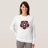 Pentagramm mit Rote Rosen T-Shirt (Vorne ganz)