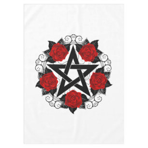 Pentagramm mit Rote Rosen Tischdecke