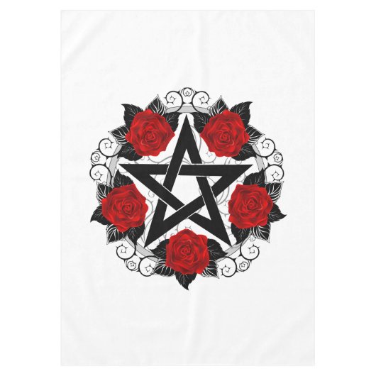 Pentagramm mit Rote Rosen Tischdecke (Vorderseite)