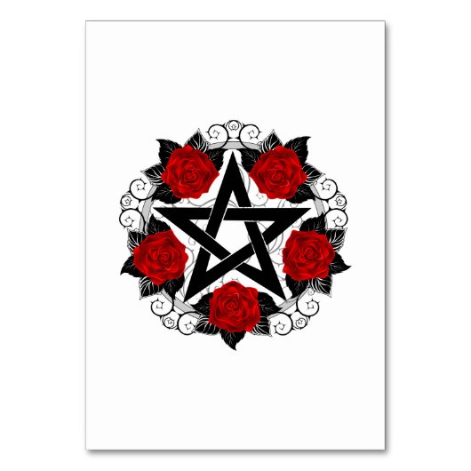 Pentagramm mit Rote Rosen Tischnummer (Vorderseite)