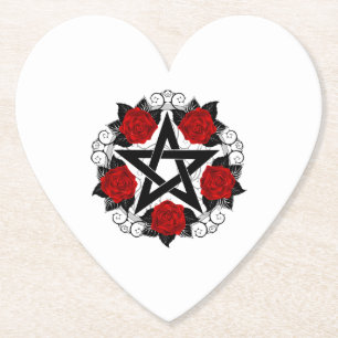 Pentagramm mit Rote Rosen Untersetzer