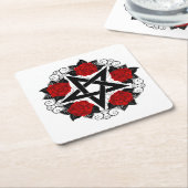 Pentagramm mit Rote Rosen Untersetzer (angewinkelt)