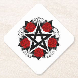 Pentagramm mit Rote Rosen Untersetzer