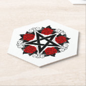 Pentagramm mit Rote Rosen Untersetzer (angewinkelt)