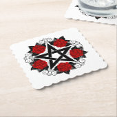 Pentagramm mit Rote Rosen Untersetzer (angewinkelt)