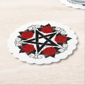 Pentagramm mit Rote Rosen Untersetzer (angewinkelt)