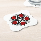 Pentagramm mit Rote Rosen Untersetzer (angewinkelt)