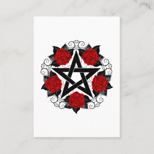 Pentagramm mit Rote Rosen Visitenkarte (Vorderseite)