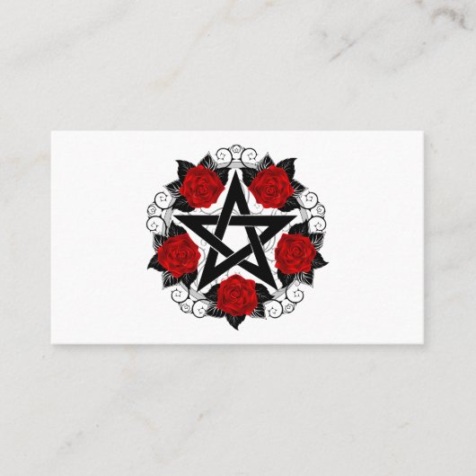 Pentagramm mit Rote Rosen Visitenkarte (Vorderseite)