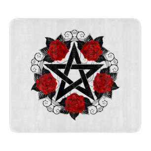 Pentagramm mit roten Rosen Schneidebrett