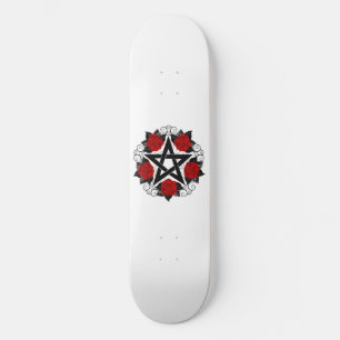 Pentagramm mit roten Rosen Skateboard