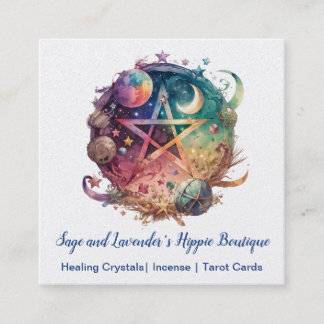 Pentagramm, Mond, Earth Square Business Card Quadratische Visitenkarte