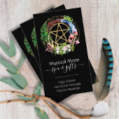 Pentagramm Nature Wreath Blume Boho Black Visitenkarte