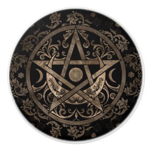 Pentagramm-Ornament - Gold und Schwarz Keramikknauf