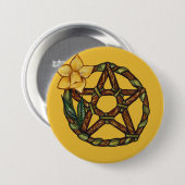 Pentagramm Ostara Kunst, Dichtung und Musik Button (Vorne & Hinten)