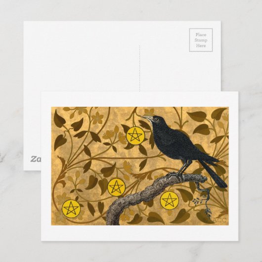 Pentagramm Raven Postkarte (Vorne/Hinten)