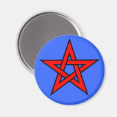 Pentagramm Red auf Blue Magnet (Vorderseite/Rückseite)