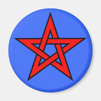 Pentagramm Red auf Blue Magnet